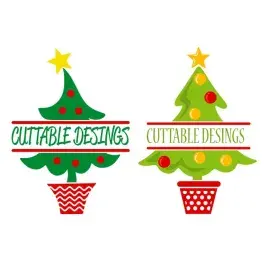 Christmas Tree Split SVG Cuttable Frame