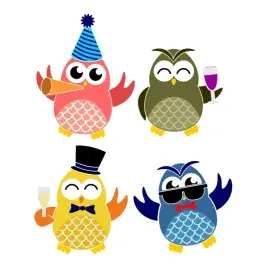New Year Party Owl SVG Cuttable Design