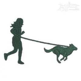 Running Girl With Dog Embroidery Design