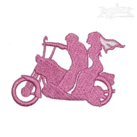 Biker Wedding Couple Embroidery Design