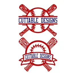 Baseball Split SVG Cuttable Frame