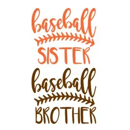 Baseball Sister Brother SVG Cuttable Design