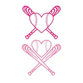 Baseball Softball Heart Crossed Bats SVG Cuttable Design