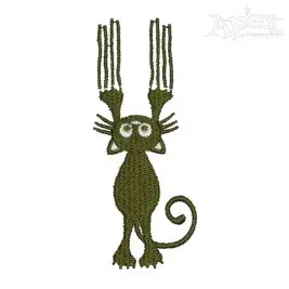Scratching Cat Embroidery Design