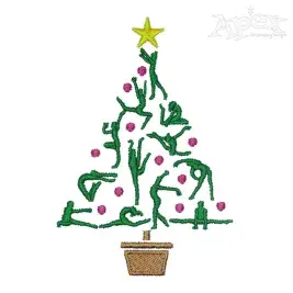 Gymnastics Christmas Tree Embroidery Design