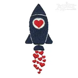 Valentine Hearts Rocket Embroidery Design