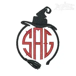 Halloween Witch Monogram Frame Embroidery Design