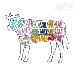 Vegetarian Vegan Cow Embroidery Design