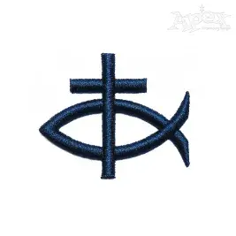 Ichthys Cross 3D Puff Embroidery Design