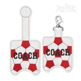 Soccer Football Coach Hand Sanitizer Holder & Keychain Feltie ITH In-The-Hoop Embrodery Design