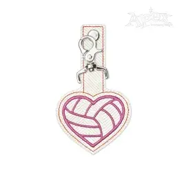 Volleyball Heart Key Fob ITH Embroidery Design