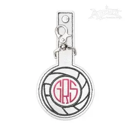 Volleyball Frame Key Fob ITH Embroidery Design