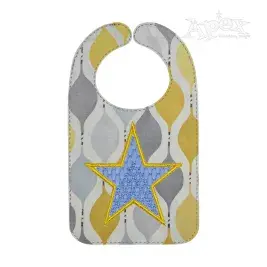 Star Applique Baby Bib ITH Embroidery Design