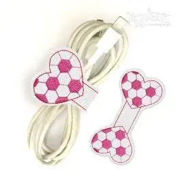 Soccer Heart Cord Wrapper ITH Embroidery Design