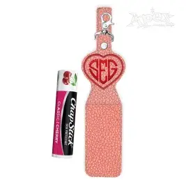 Basketball Heart Monogram Frame Lipstick Holder Keychain ITH Embroidery Design