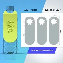 Water Bottle Gift Tag Printable & Cuttable Design