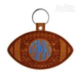 Football Monogram Frame Key Fob ITH Embroidery Design