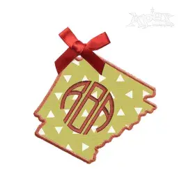 Arkansas State Gift Tag ITH Embroidery Design