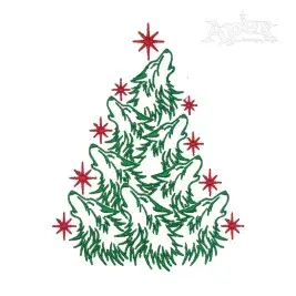Howling Wolf Christmas Tree Embroidery Design