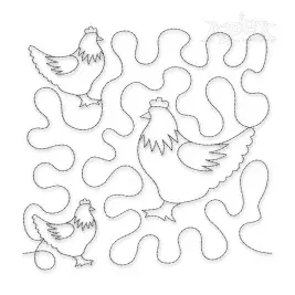 Chicken Edge-To-Edge Quilt Block Embroidery Design