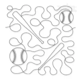 Baseball Bat Edge-To-Edge Quilt Block Embroidery Design
