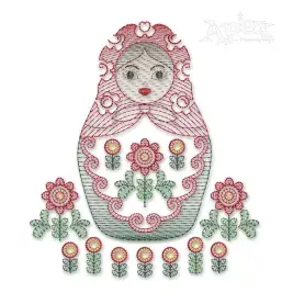 Matryoshka Doll Sketch Embroidery Design