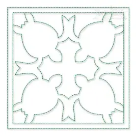 Sea Turtle Quilt Block Embroidery Design