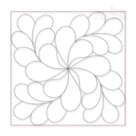 Swirly Petals Pattern Quilt Block Embroidery Design