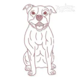 American Staffordshire Terrier Sketch Embroidery Design