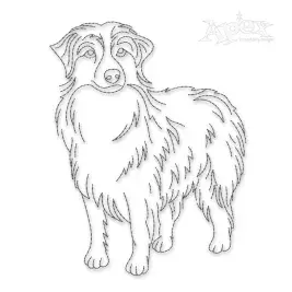 Australian Shepherd Sketch Embroidery Design