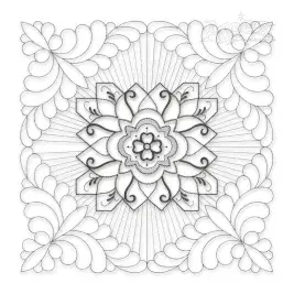 Floral Pattern #2 Extra Large Quilt Block Embroidery Design