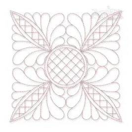 Floral Quarter Quilt Block Embroidery Design