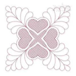 Floral Heart Pattern Quilt Block Embroidery Design
