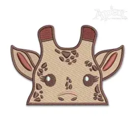 Cute Girl Giraffe Face Embroidery Design