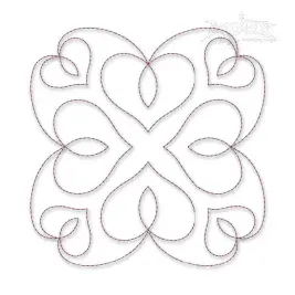 Quarter Hearts Quilt Block Embroidery Design