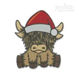 Christmas Highland Cow Embroidery Design