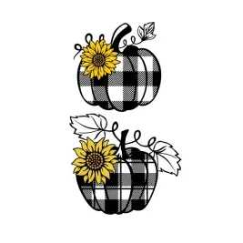 Plaid Pattern Pumpkin Sunflower SVG Cuttable Design