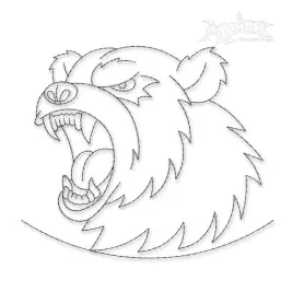 Roaring Bear Run Stitch Embroidery Design