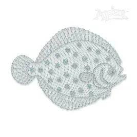 Flounder Fish Sketch Embroidery Designs