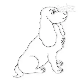 Basset Hound Dog Run Stitch Embroidery Design
