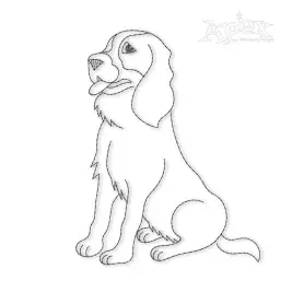 Spaniel Dog Run Stitch Embroidery Design