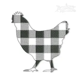 Plaid Pattern Farm Chicken Embroidery Design