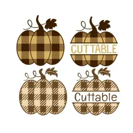 Plaid Pattern Pumpkin Split Frame SVG Cuttable Designs