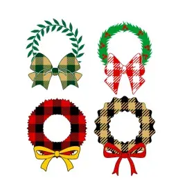 Plaid Pattern Bow Wreath SVG Cuttable Designs