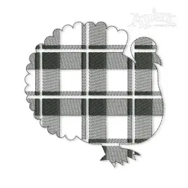 Tartan Plaid Turkey Silhouette Embroidery Design