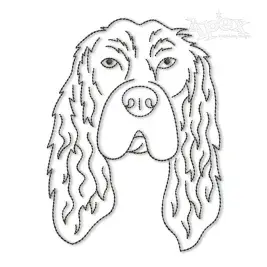 Cocker Spaniel Head Run Stitch Embroidery Design