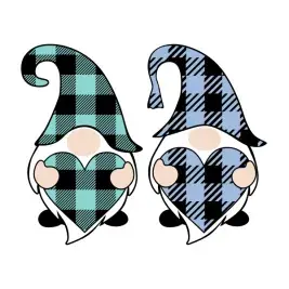 Plaid Pattern Gnome Heart SVG Cuttable Designs
