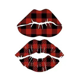 Plaid Pattern Lips SVG Cuttable Designs