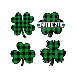 Plaid Pattern Shamrock or Clover SVG Cuttable Designs