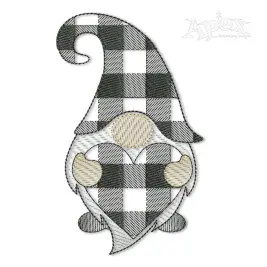 Valentine's Day Plaid Gnome Heart Embroidery Design
